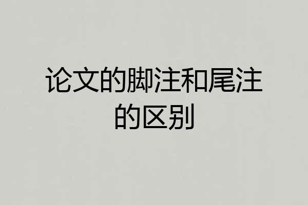 论文的脚注和尾注的区别