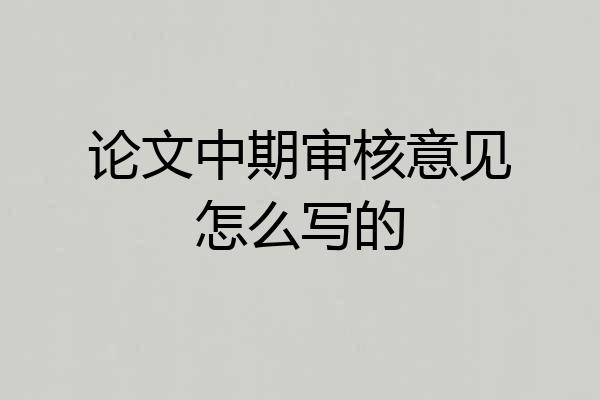 论文中期审核意见怎么写的