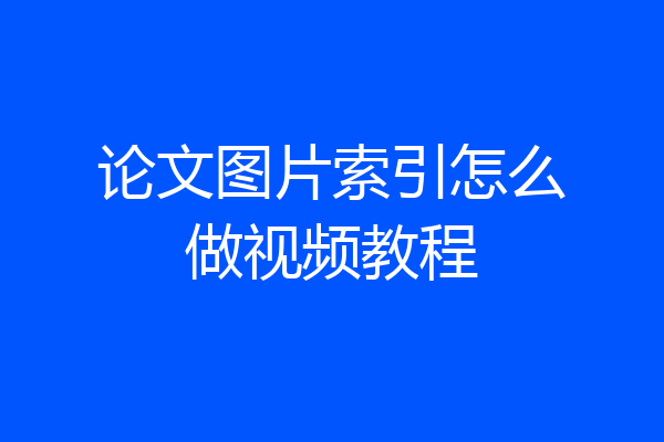 论文图片索引怎么做视频教程