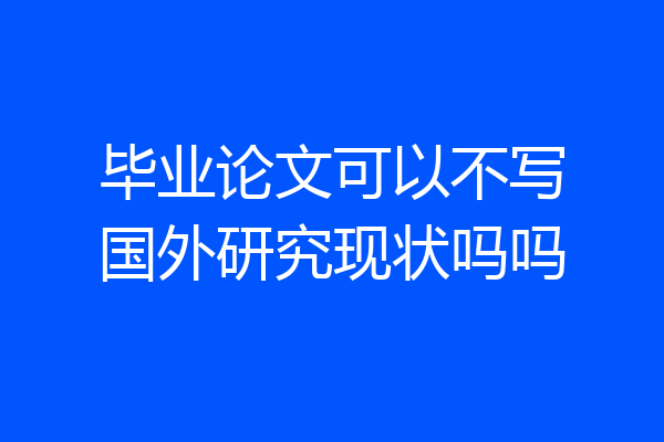 毕业论文可以不写国外研究现状吗吗