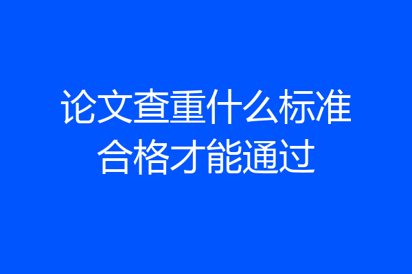 论文查重什么标准合格才能通过
