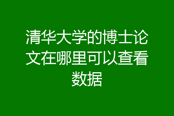 清华大学的博士论文在哪里可以查看数据
