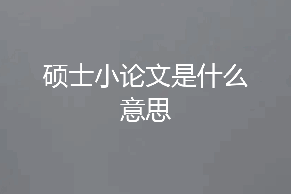 硕士小论文是什么意思