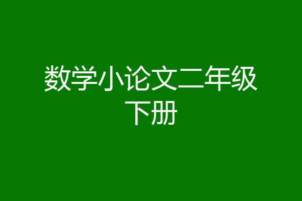 数学小论文二年级下册
