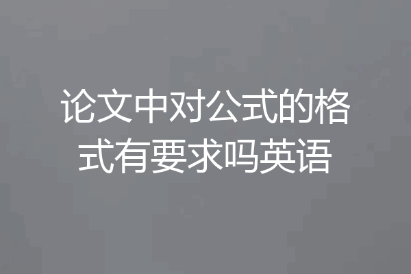 论文中对公式的格式有要求吗英语
