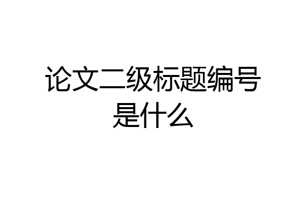 论文二级标题编号是什么
