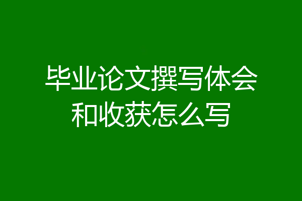 毕业论文撰写体会和收获怎么写