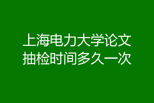 上海电力大学论文抽检时间多久一次