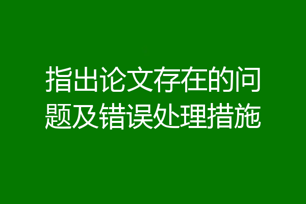 指出论文存在的问题及错误处理措施