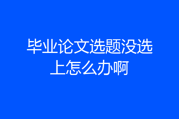 毕业论文选题没选上怎么办啊