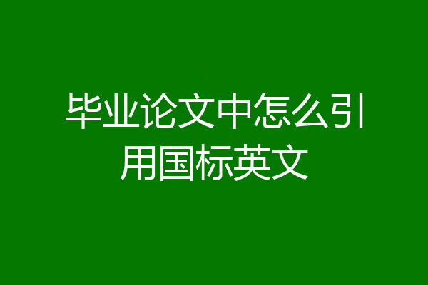 毕业论文中怎么引用国标英文