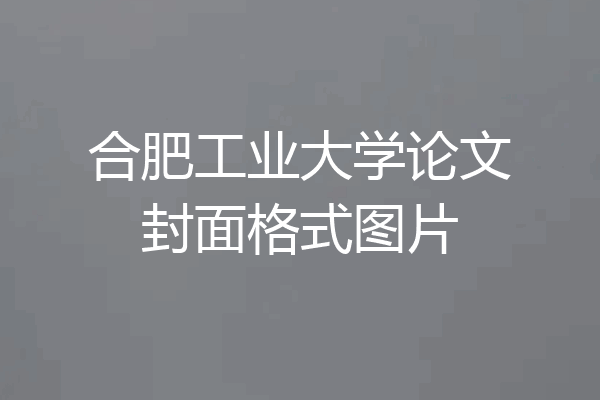 合肥工业大学论文封面格式图片