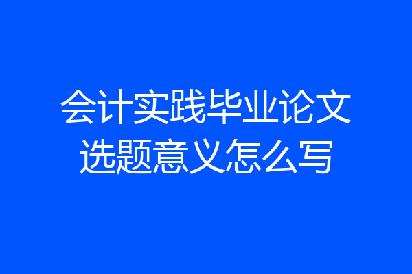 会计实践毕业论文选题意义怎么写