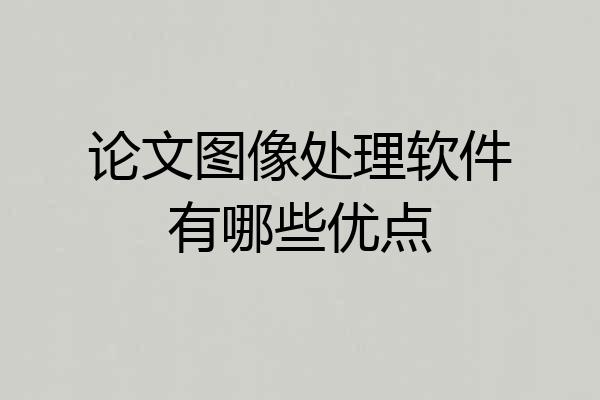 论文图像处理软件有哪些优点