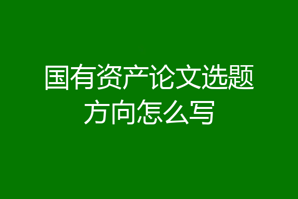 国有资产论文选题方向怎么写