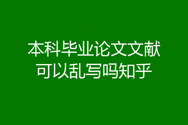 本科毕业论文文献可以乱写吗知乎