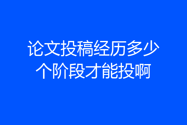 论文投稿经历多少个阶段才能投啊