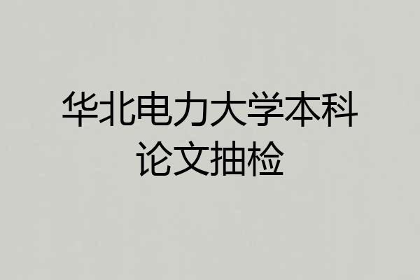 华北电力大学本科论文抽检