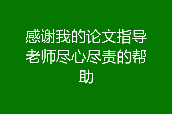 感谢我的论文指导老师尽心尽责的帮助