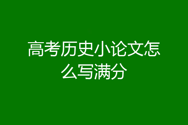 高考历史小论文怎么写满分