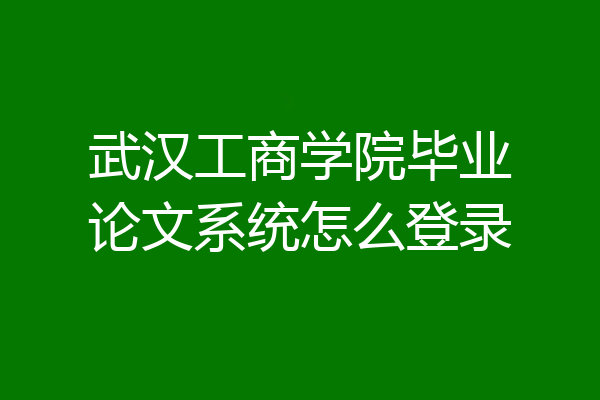 武汉工商学院毕业论文系统怎么登录