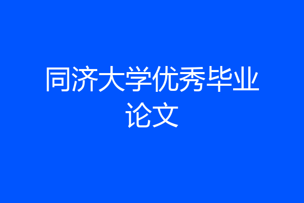 同济大学优秀毕业论文