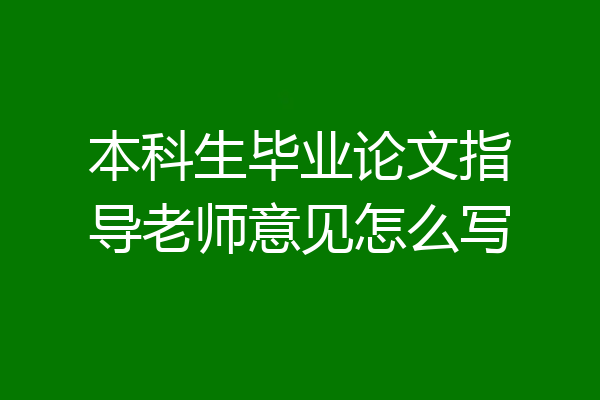 本科生毕业论文指导老师意见怎么写
