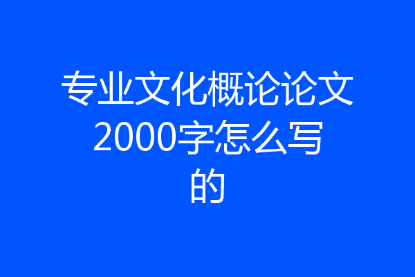 专业文化概论论文2000字怎么写的