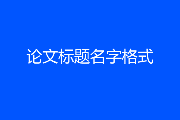 论文标题名字格式