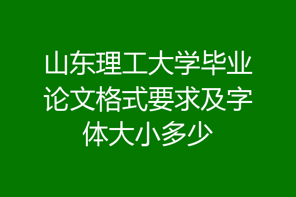 山东理工大学毕业论文格式要求及字体大小多少