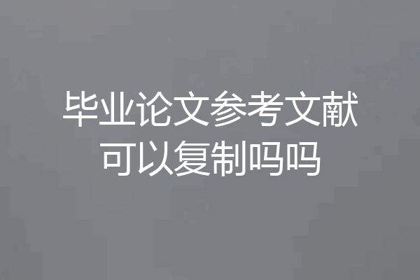 毕业论文参考文献可以复制吗吗