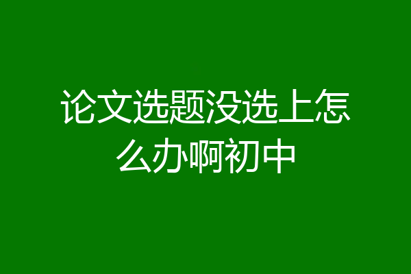 论文选题没选上怎么办啊初中