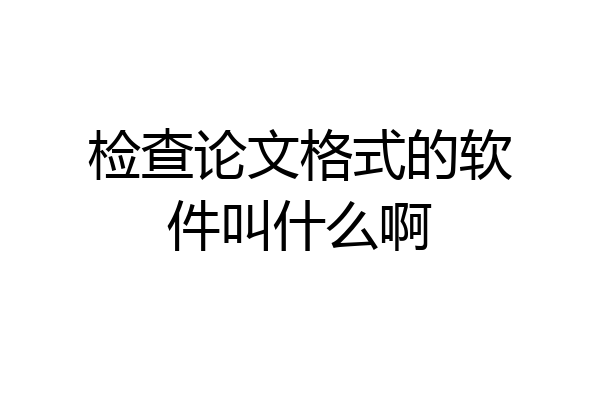 检查论文格式的软件叫什么啊