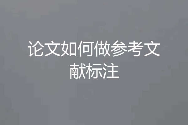 论文如何做参考文献标注