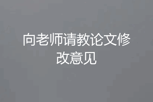 向老师请教论文修改意见
