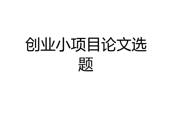 创业小项目论文选题
