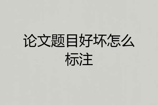 论文题目好坏怎么标注