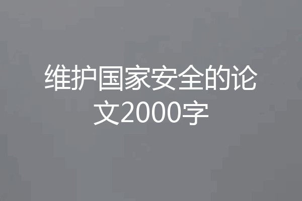 维护国家安全的论文2000字
