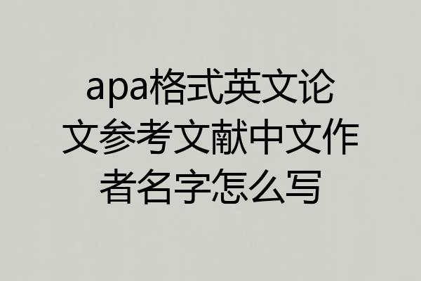 apa格式英文论文参考文献中文作者名字怎么写