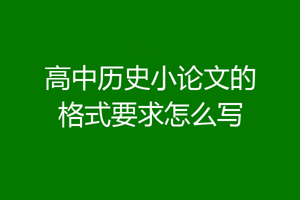 高中历史小论文的格式要求怎么写
