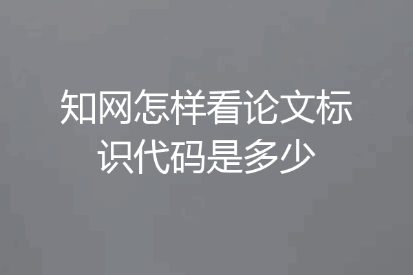 知网怎样看论文标识代码是多少