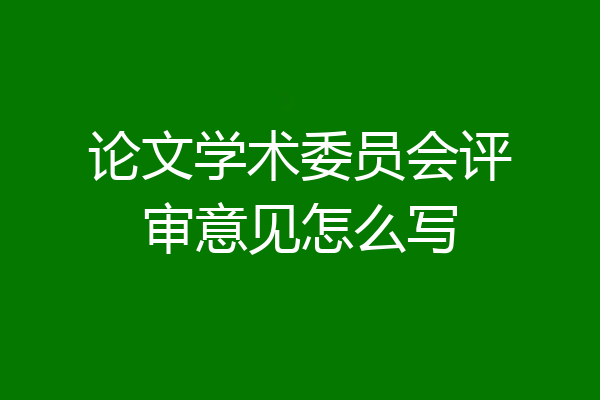 论文学术委员会评审意见怎么写