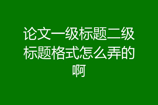 论文一级标题二级标题格式怎么弄的啊