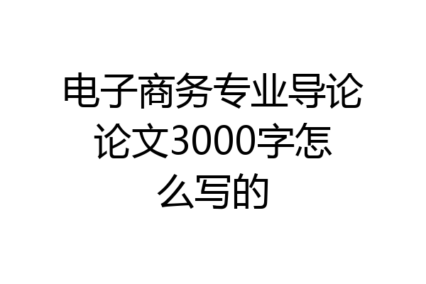 电子商务专业导论论文3000字怎么写的