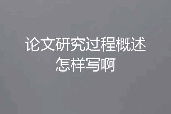 论文研究过程概述怎样写啊