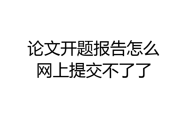 论文开题报告怎么网上提交不了了