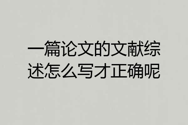 一篇论文的文献综述怎么写才正确呢