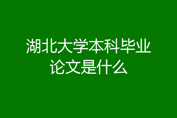 湖北大学本科毕业论文是什么