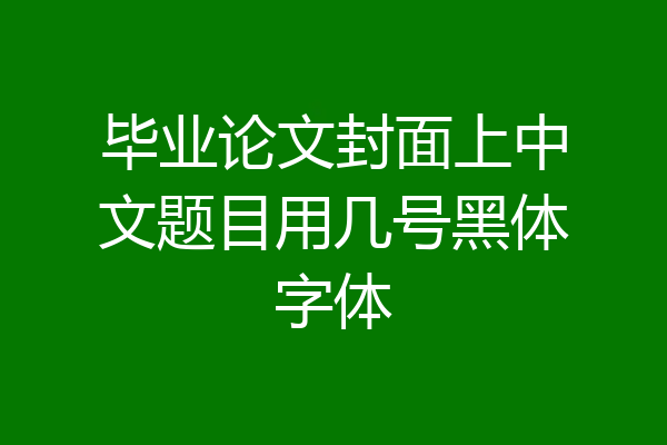 毕业论文封面上中文题目用几号黑体字体