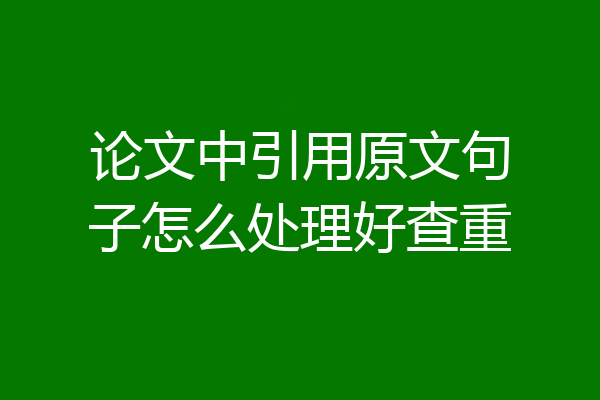 论文中引用原文句子怎么处理好查重